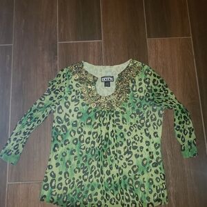 VINTAGE BEREK WOMEN'S BLOUSE TOP SZ LARGE GREEN